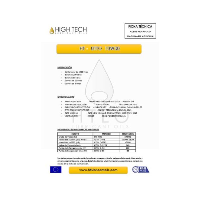 BIDON 200L ACEITE HTLO UTTO 10W30