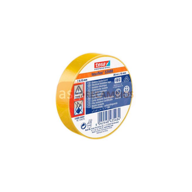 CINTA AISLANTE TESA AMARILLO 20M x 19MM