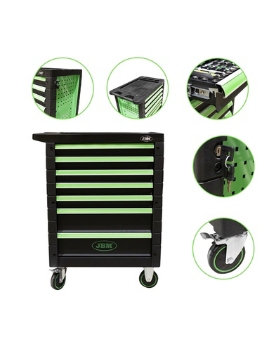 CARRO CON HERRAMIENTAS 7 CAJONES VERDE JBM