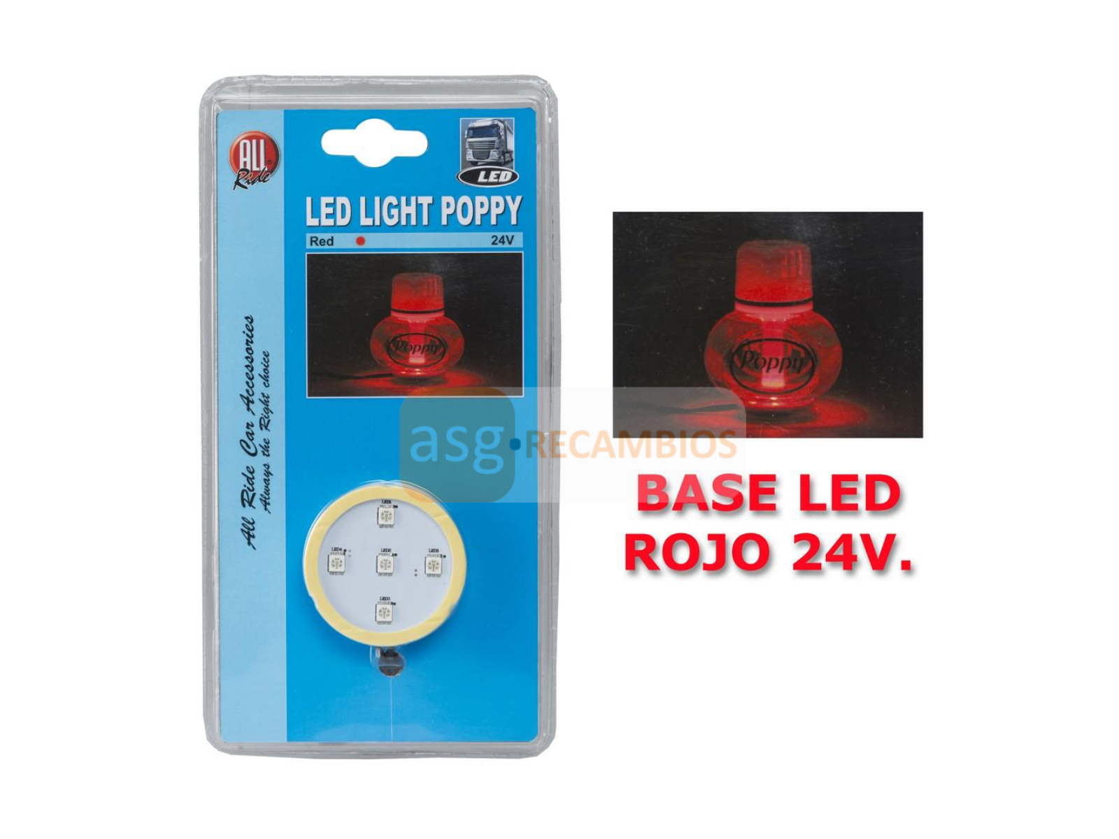 BASE POPPY LED 12-24V RED - ASG Recambios