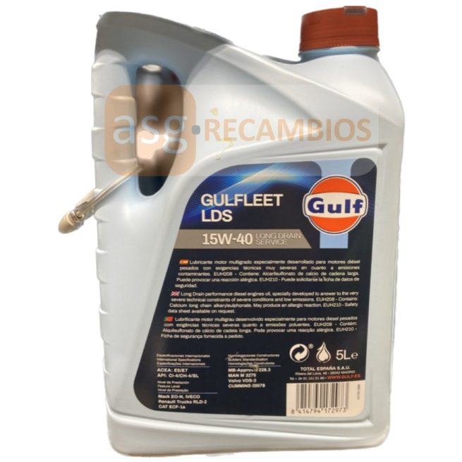 ACEITE MOTOR GULF GULFLEET LDS 15W40 5L
