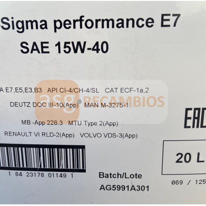 ACEITE MOTOR ENI PERFORMANCE E7 15W40 20L